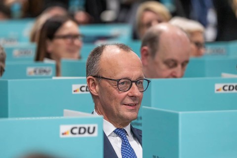 38th Federal Party Congress of the CDU of Germany in Stuttgart. Federal Chancellor Friedrich Merz
