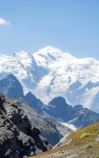 Captivating summer scenery of the French Alps, highlighting the majestic Mont Blanc near Chamonix.
