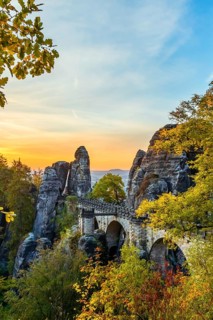 Federal Republic of Germany, Germany, Saxon Switzerland in Saxony, View of the Bastei Bridge at