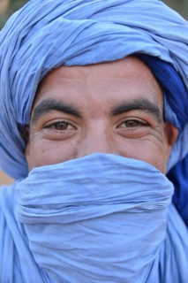 Berber with light blue turban, Merzouga, Meknès-Tafilalet region, Morocco