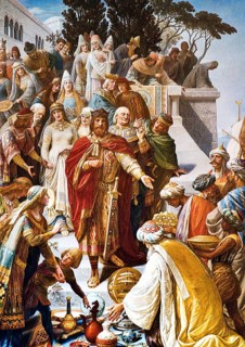 Frederick II's court in Palermo, mural in the Kaisersaal Goslar by Hermann Wislicenus, Lower