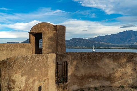 Citadel wall and Calvi Bay, Balagne, Corsica, France