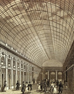 Galerie d'Orléans, Palais-Royal, Paris, antique steel engraved print, 1831
