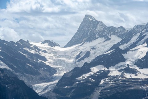 Finsteraarhorn glaciers and peaks, Bernese Alps, Bernese Oberland, Switzerland
