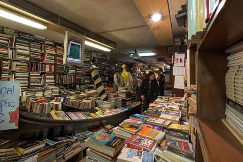 Bookstore in the old town, Venice, Veneto, Italy