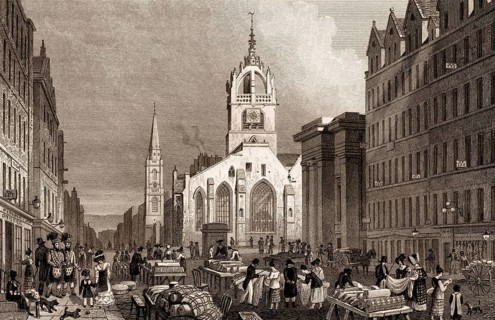 St Giles' Church, County Hall and Lawn Market, High Street, Edinburgh, Scotland, 19th century, from
