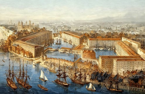 St Katharine Docks, London Borough of Tower Hamlets, a commercial dock in 19th century, London,