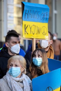 Wesel, North Rhine-Westphalia, Germany, Demonstration against Putin's war in Ukraine. Peace