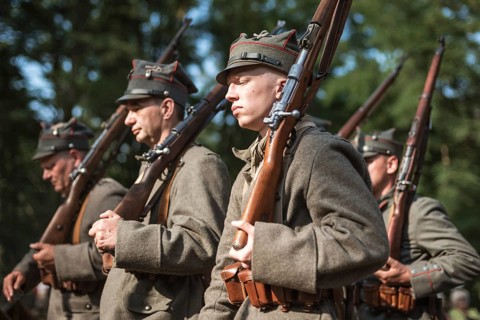 LUBIN, POLAND - AUGUST 8, 2020:, A staging of the Battle of Warsaw from 1920, in which the Polish