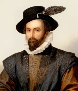 Portrait of Sir Walter Raleigh, 1554 - 1618, an English aristocrat, writer, poet and explorer