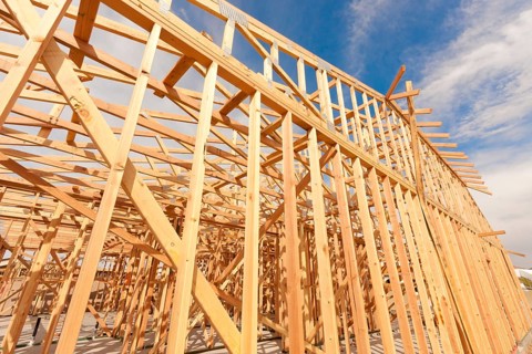 New Construction Wood Home Framing Abstract