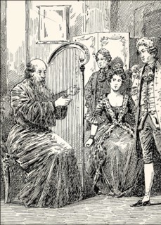 The harpist Augustin, Mignon, and Wilhelm, scene from the novel Wilhelm Meister's Apprenticeship,