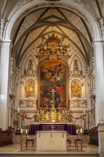 The magnificent Baroque high altar in the choir room of Constance Cathedral with its central
