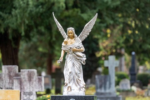 Pragfriedhof Stuttgart in autumn. November is traditionally a time for Christians to visit their