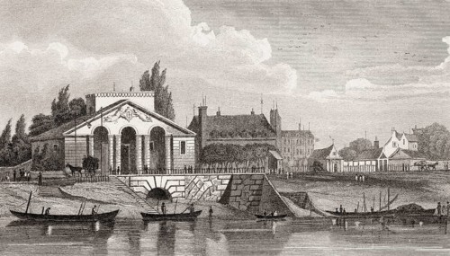 Barrière de la Cunette, Paris, antique steel engraved print, 1831