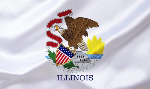 The flag of Illinois, state in the Midwest of the USA, capital is Chicago, Studio