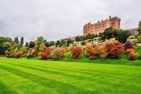 Autumn colors over Powis Castle and Garden, Welshpool, Powys, Wales, UK