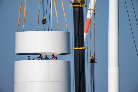 Construction site of the new Bedburg 3 wind farm, on recultivated open-cast mining site, 9 wind