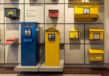 Historical exhibits at the Museum of Communication in the former Reich Post Ministry on Leipziger
