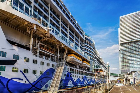Cruise dock at the World Port Center, at Wilhelminapier in the harbor, Rotterdam, the Netherlands