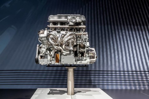 Porsche Museum Stuttgart-Zuffenhausen. Porsche M80 racing engine from 2003. Naturally aspirated