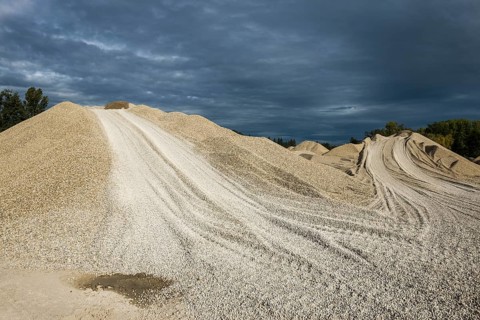 Gravel, gravel plant, gravel pit, near Breisach am Rhein, Breisgau, Baden-Württemberg, Germany