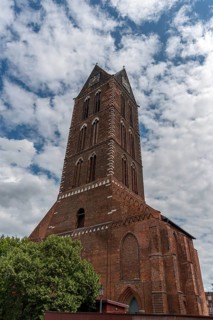 Remaining tower of St Mary's Church, built from 1260-70, St Mary's Churchyard, Wismar,