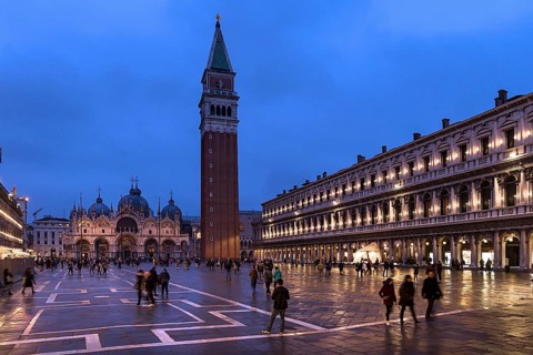 St. Mark's Square in the evening with Campanile, Venice, Veneto, Italy