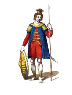 Historical clothing, fashion over the course of time, clothing of a Saxon in the year 447,