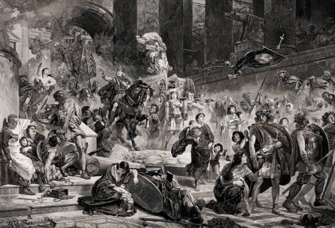 The sack of Rome in 410 by king Alaric I and the Visigoths