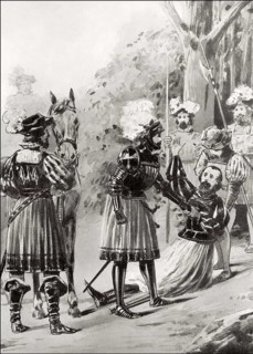 Scene from Götz von Berlichingen, third act, raid on rich merchants drama by Johann Wolfgang von
