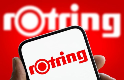 rotring logo is displayed on s, artphone.Rotring is a manufacturer of technical drawing tools and