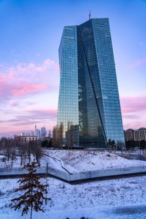 The skyline of Frankfurt am Main, skyscrapers of the banking district, building of the European