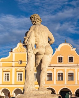 Upper Fountain with a statue of Silenus holding the infant Dionysus, Zachariáše z Hradce Square,