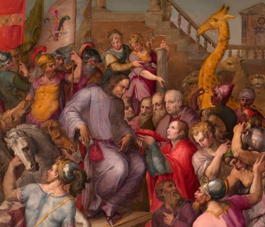 Lorenzo the Magnificent receives the tribute of the ambassadors, digital edited according to a