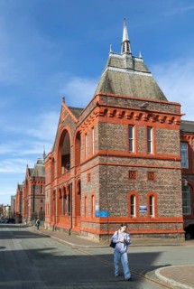 Red brick of historic Waterhouse buildings, North Campus, University of Liverpool, England, UK
