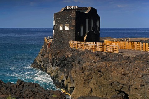 Canary Islands, El Hierro, Cliff, Atlantic Ocean, Hotel in Punta Grande, El Hierro, Canary Islands,