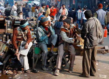 New Delhi, India, 15.01.10 - market scene, traders and workers, India