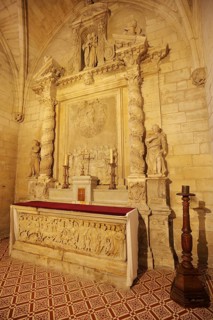 Altar room with figures and decorations of the side chapel, ornaments, stone carvings, handicrafts,