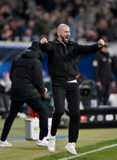 Goal celebration Coach Christian Ilzer TSG 1899 Hoffenheim Gesture Gesture PreZero Arena, Sinsheim,