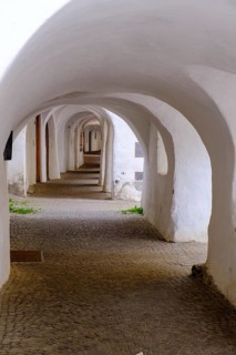 Laubengasse, Glurns, Vinschgau, South Tyrol, Italy