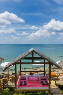 Restaurant on the beach, sea, restaurant, view, travel form, outdoor gastronomy, beach bar, empty,
