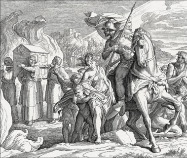 Crossing the Jordan, Old Testament, by Julius Schnorr von Carolsfeld, 1860