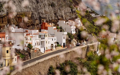 Picturesque view of Artenara, a charming village nestled in the mountains of Gran Canaria,