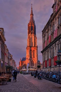 Delft, Netherlands, May 12, 2017: Nieuwe Kerk New Church protestant church on Delft Market Square