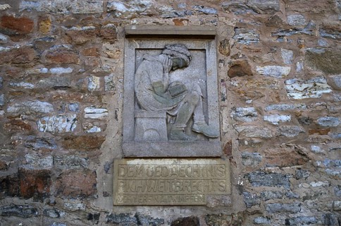 Epitaph, memorial plaque on the palatine wall in honor of writer Richard Weitbrecht, historic