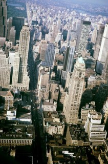 View of the skyscrapers on 5th Avenue towards Central Park, Manhattan, New York, USA 1964