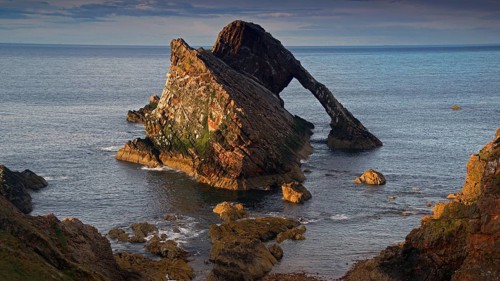 Europe, Scotland, Great Britain, England, landscape, bowfiddle rock, sea arch, port knockie