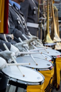 Army soldiers of the Staff Music Corps recorded during a state visit by Ferdinand Marcos Jr. (not