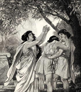 ACT III., SCENE III., Orestes, Iphigenia, Pylades, scene from Iphigenia in Tauris, Johann Wolfgang